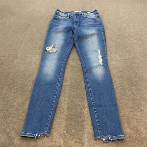 FRAME Jeans Womens 26 Blue Denim‎ Le Skinny de Jeanne Crop Distressed Stretch